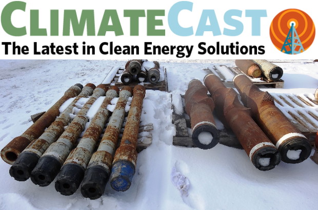 ClimateCast banner with photo of gas pipelines in the snow