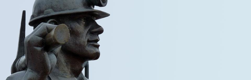 Coal miner statue banner