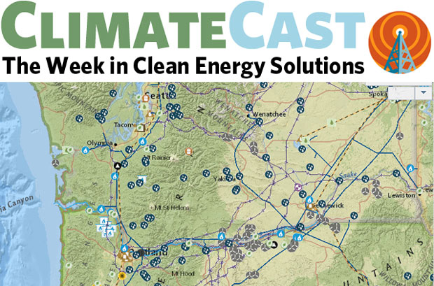ClimateCast logo above map of energy infrastructure