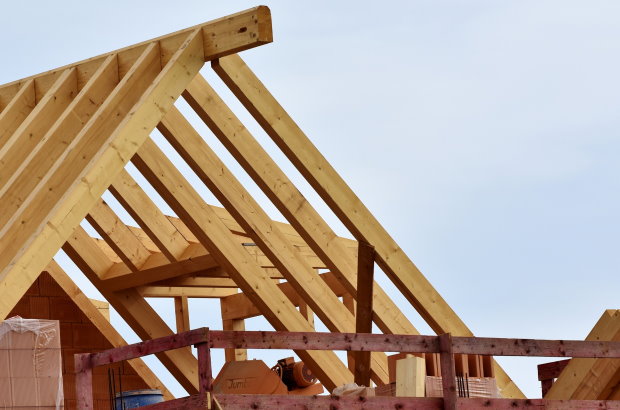 Photo of house roof truss
