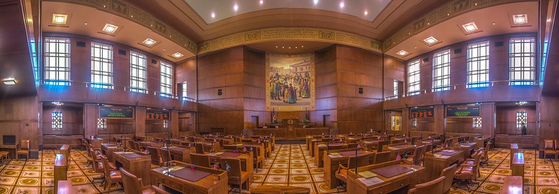 image of the Oregon senate chamber with no one present