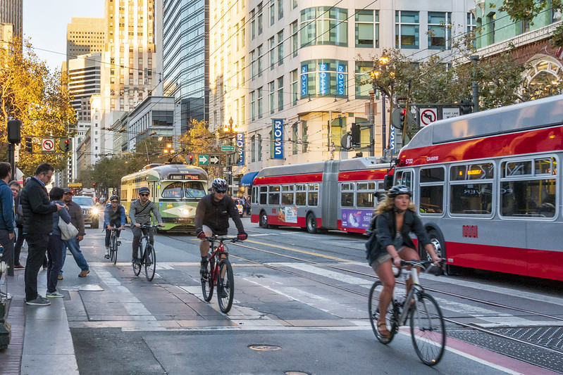 Transit, bikes, pedestrians