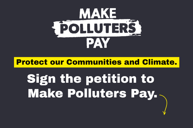 text that asks folks to sign petition for make polluters pay