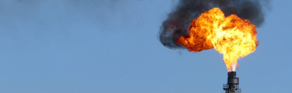 Photo of Gas flare on top of a flare stack