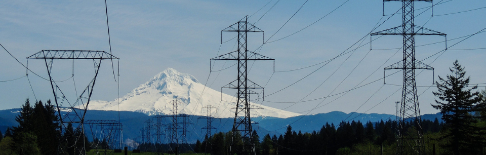 image of Mt Hood with powerlines