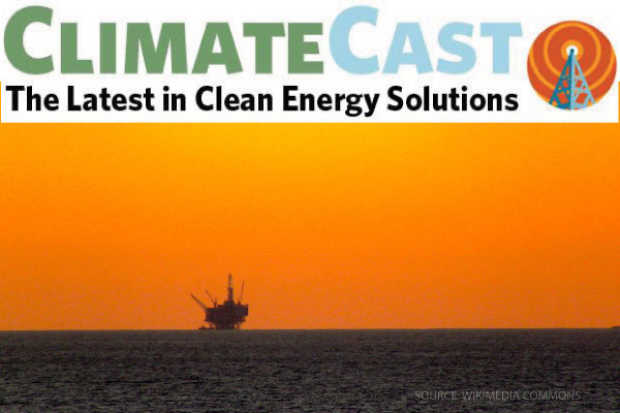 Oil rig in front of sunset