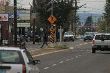 Portland crosswalk and traffic