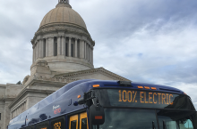 100 percent clean bus at Washington State Capitol