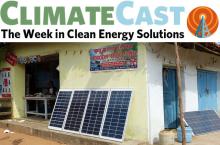 ClimateCast Logo over Indian solar panel