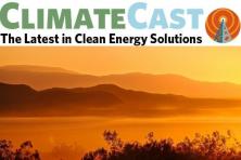 Climate Cast banner graphic with photo of desert