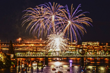 image of fireworks over the Willamette River in Portland