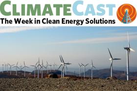 ClimateCast logo over Chinese windfarm