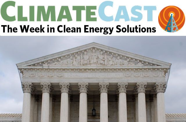 ClimateCast Logo over Supreme Court façade