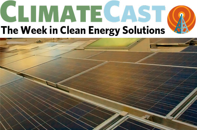 ClimateCast Logo over PV panels