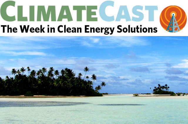 ClimateCast Logo over Kiribatian island