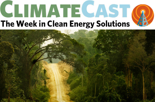 ClimateCast Logo over road through rainforest