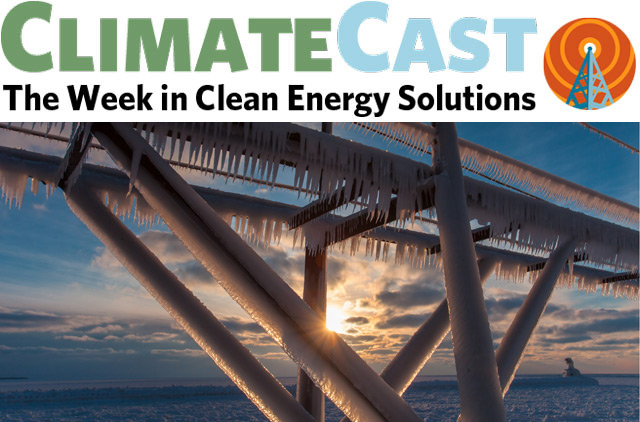 ClimateCast Logo over frosty catwalk