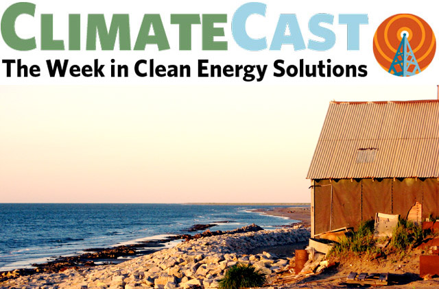 ClimateCast Logo over Shishmaref beachside cabin