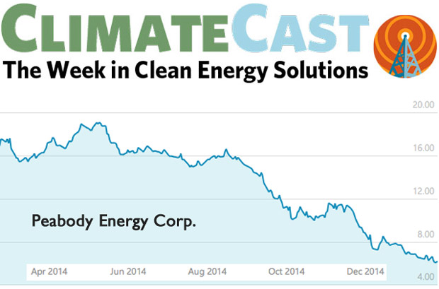 ClimateCast Logo over Peabody Energy stock chart