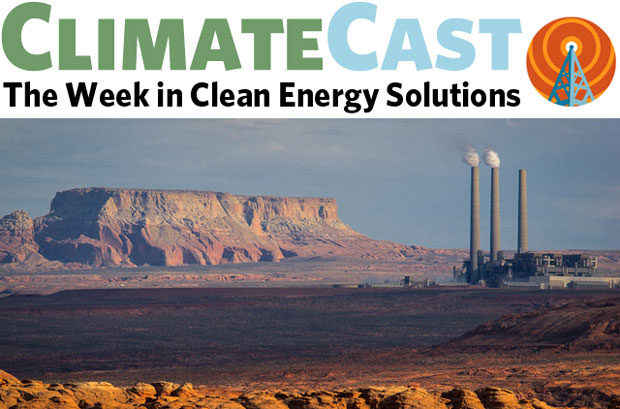 ClimateCast logo above Arizona coal plants