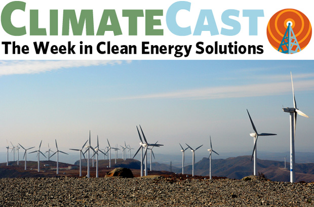 ClimateCast logo over Chinese windfarm