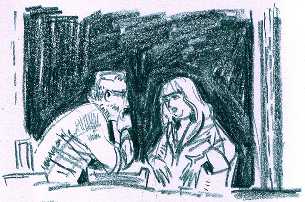 two people talking